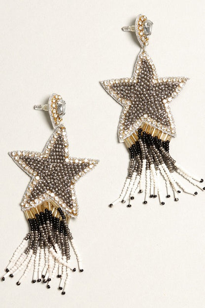 Western Rock Star Beaded Post Drop Earrings