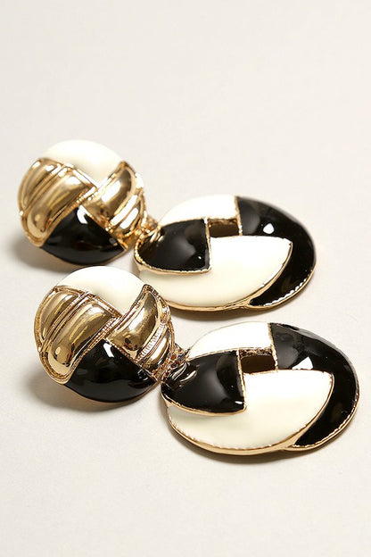 Black and White Statement Post Drop Earrings