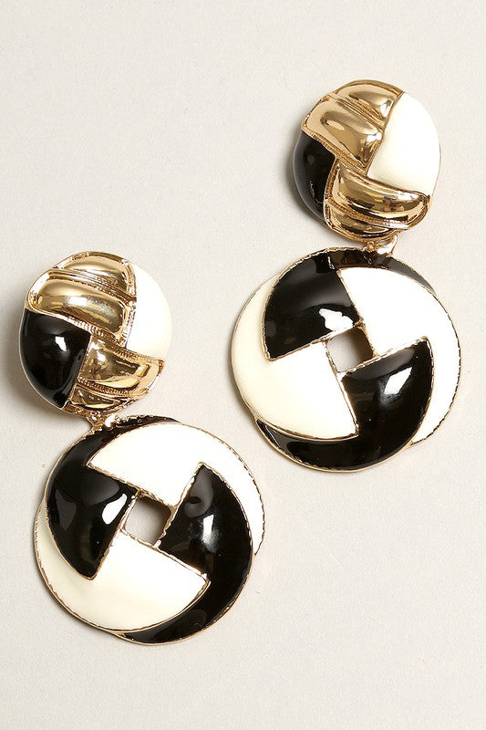 Black and White Statement Post Drop Earrings