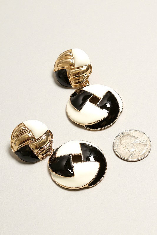 Black and White Statement Post Drop Earrings