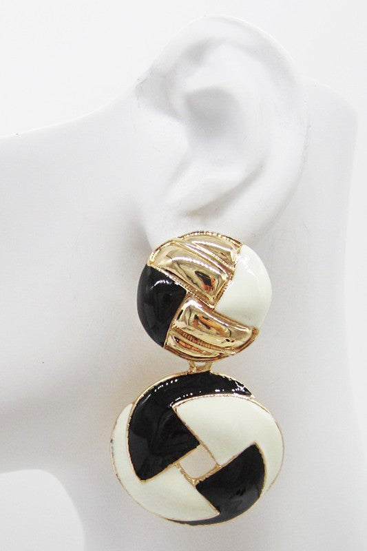 Black and White Statement Post Drop Earrings