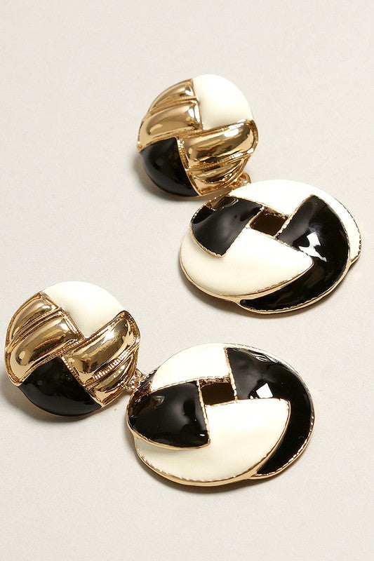 Black and White Statement Post Drop Earrings