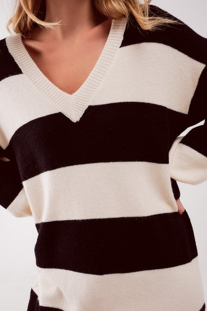 Stripe jumper dress in black