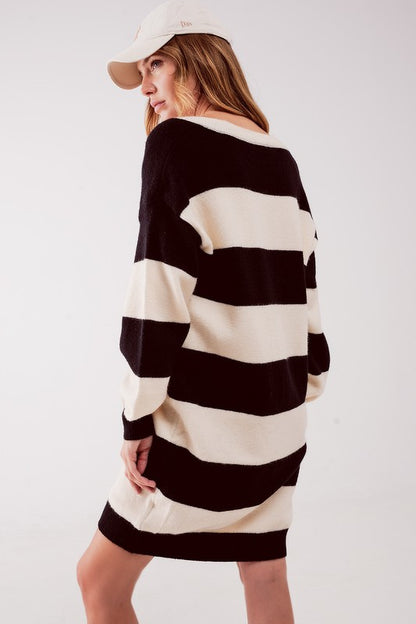 Stripe jumper dress in black