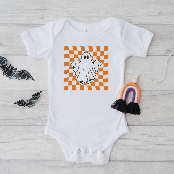 Checkered Ghost Baby Onesie