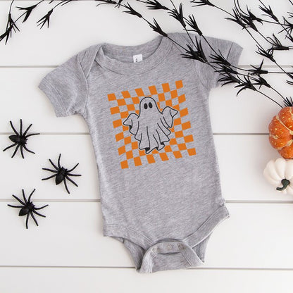 Checkered Ghost Baby Onesie