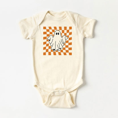 Checkered Ghost Baby Onesie