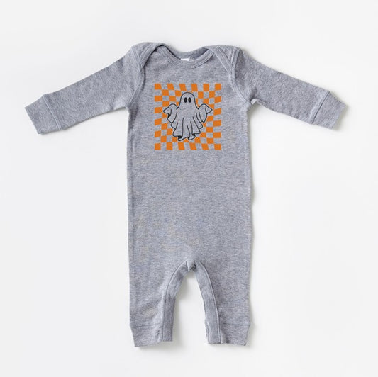 Checkered Ghost Baby Romper