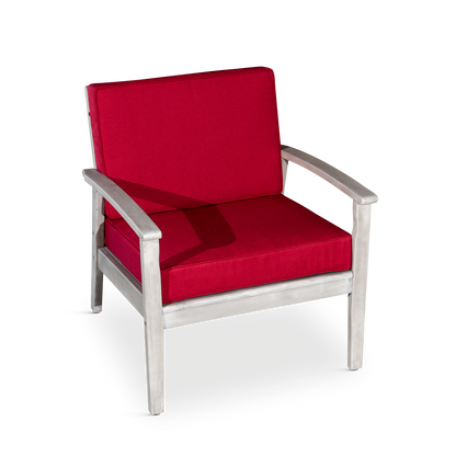 Deep Seat Eucalyptus Chair Silver Gray Finish, Burgundy Cushion