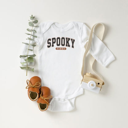 Varsity Spooky Vibes Long Sleeve Onesie