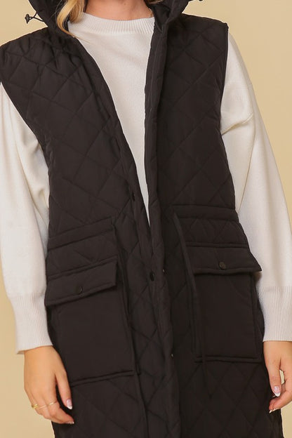 HAILEYS HOODED OVERSIZED VEST JACKET