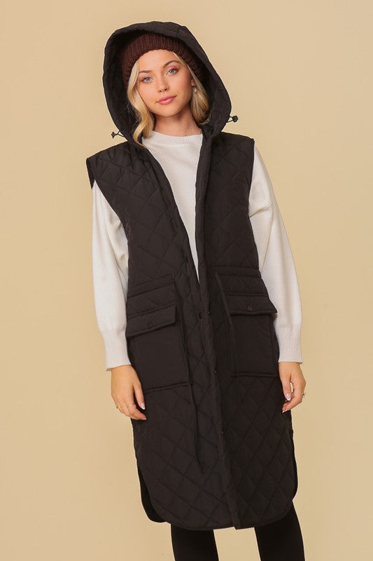 HAILEYS HOODED OVERSIZED VEST JACKET