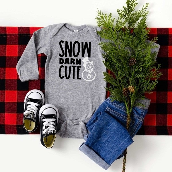 Snow Darn Cute Glitter Long Sleeve Onesie