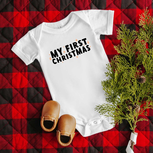 My First Christmas Stars Baby Onesie