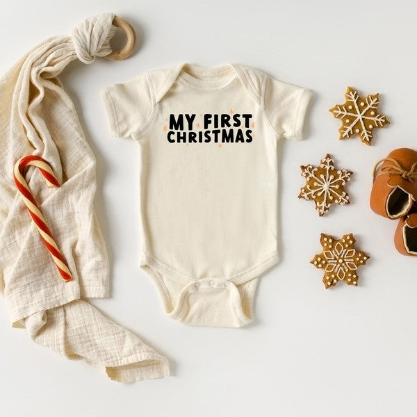 My First Christmas Stars Baby Onesie