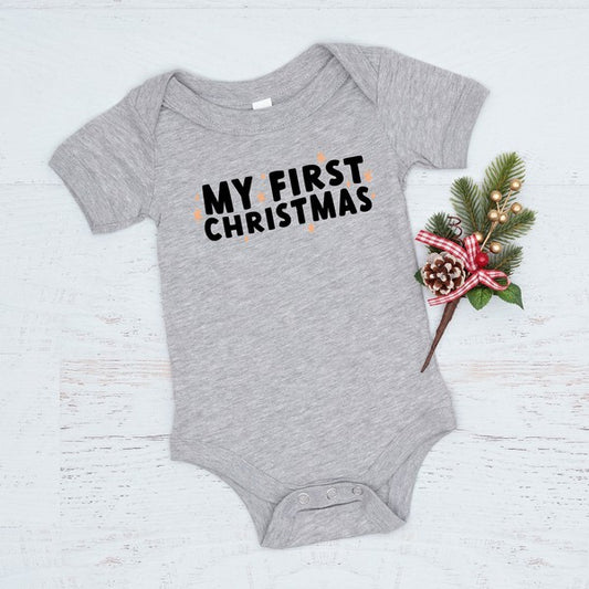 My First Christmas Stars Baby Onesie