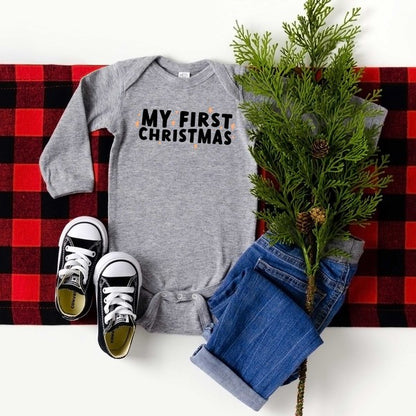 My First Christmas Stars Long Sleeve Onesie