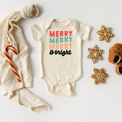 Merry And Bright Stacked Baby Onesie