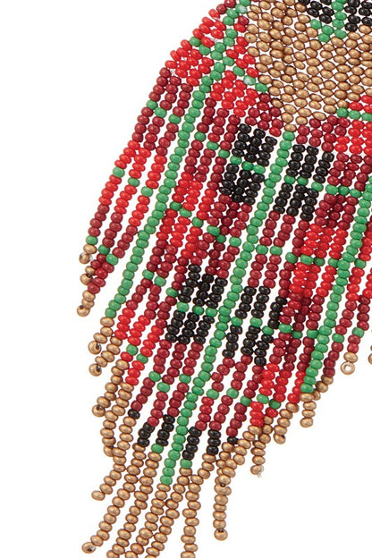 Winter Festive Seed Bead Fringed Hook Earrings