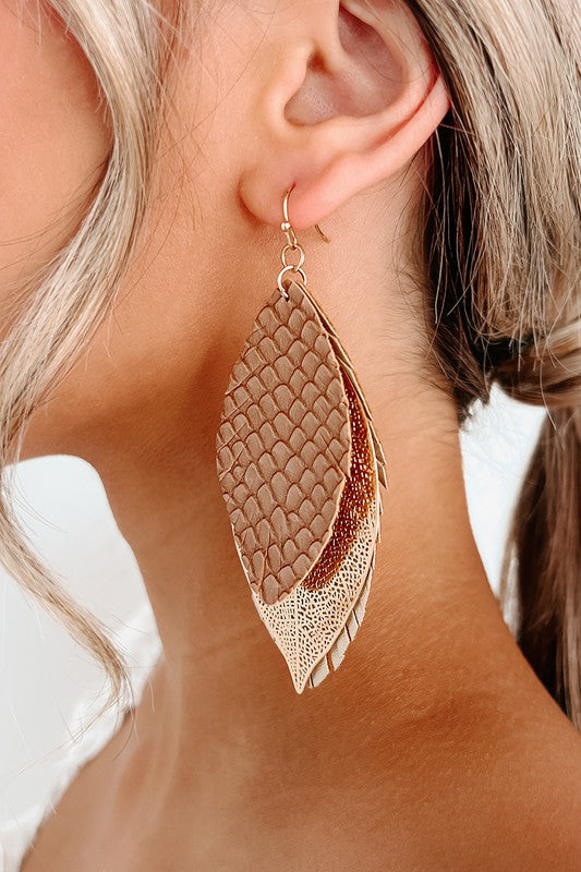 Textured Feather Cut Out Earrings