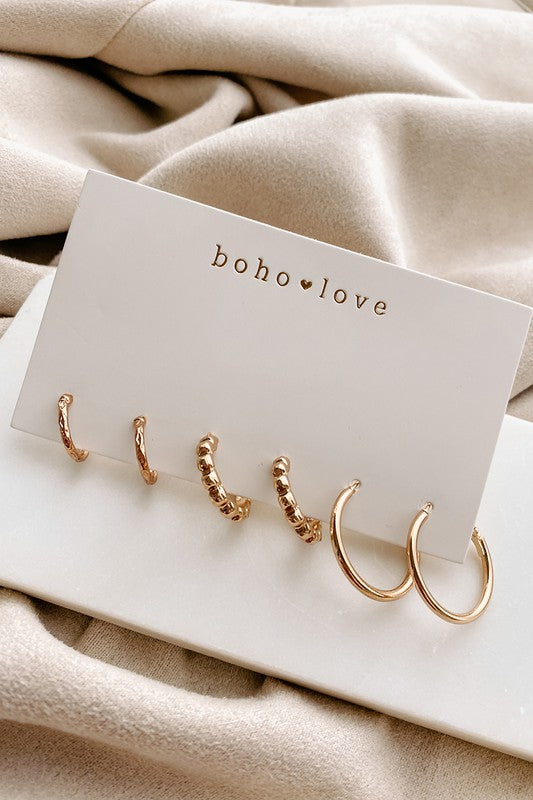 Gold Hoop Earring Set