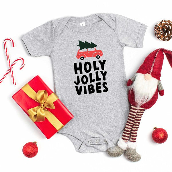 Holly Jolly Vibes Car Baby Onesie