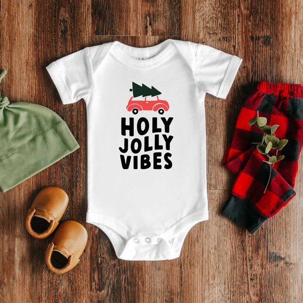 Holly Jolly Vibes Car Baby Onesie