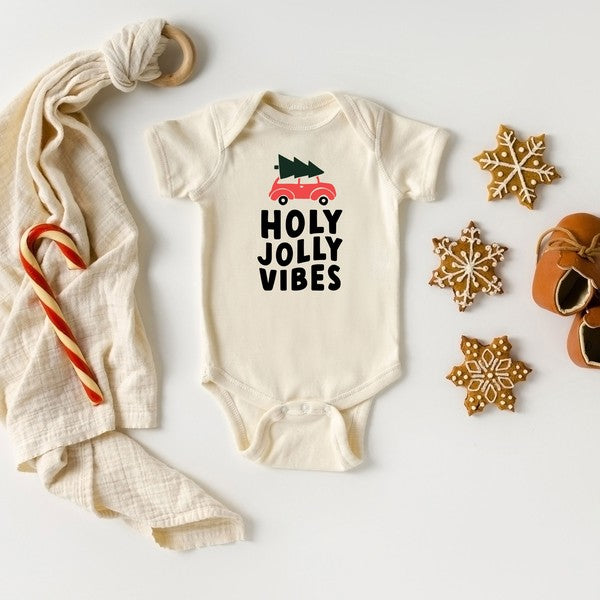 Holly Jolly Vibes Car Baby Onesie