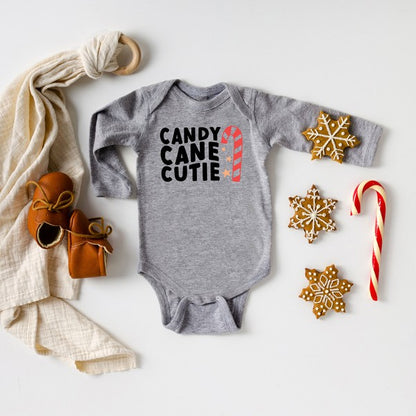 Candy Cane Cutie Long Sleeve Onesie