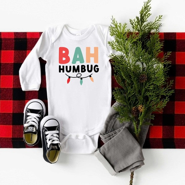 Bah Humbug Lights Long Sleeve Onesie