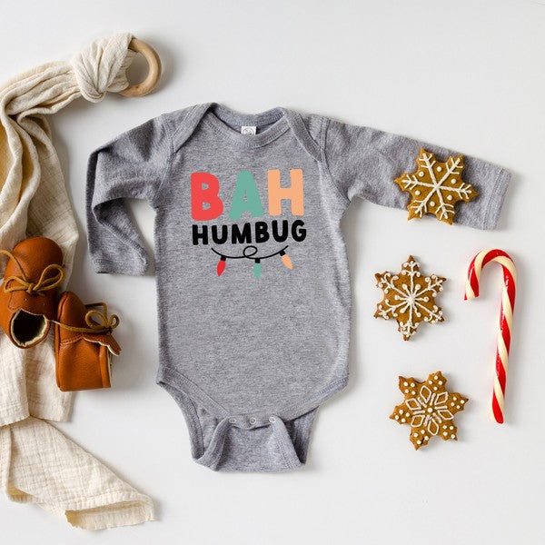 Bah Humbug Lights Long Sleeve Onesie