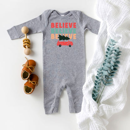 Believe Stacked Car Baby Romper
