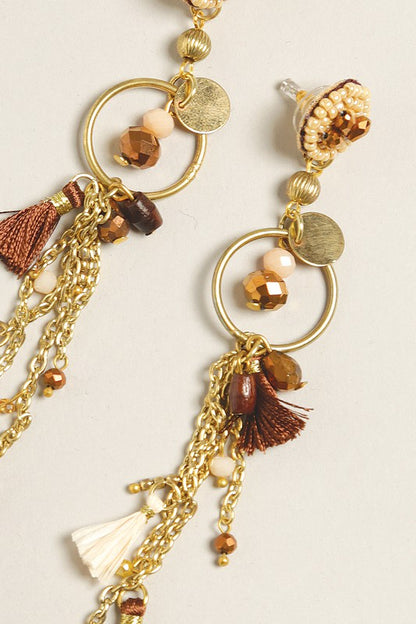 Bohemian Tassel Post Drop Earrings