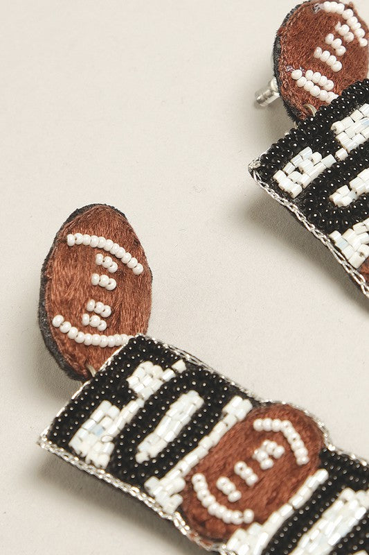 Football Seed Beaded Post Earrings