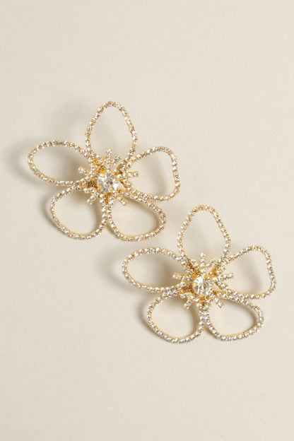 Floral Shaped Paved Stud Earrings