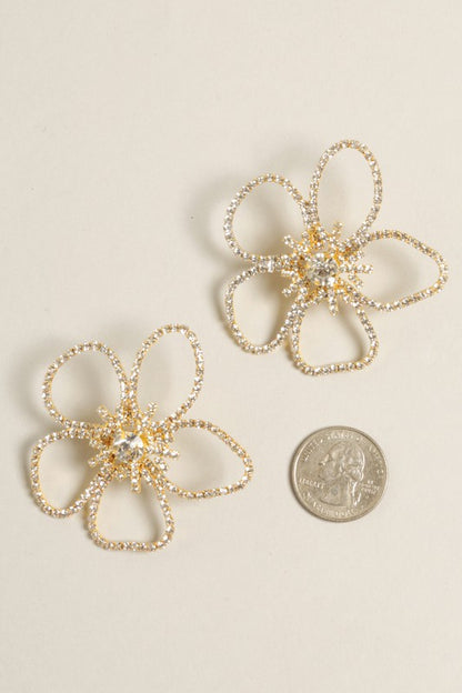 Floral Shaped Paved Stud Earrings