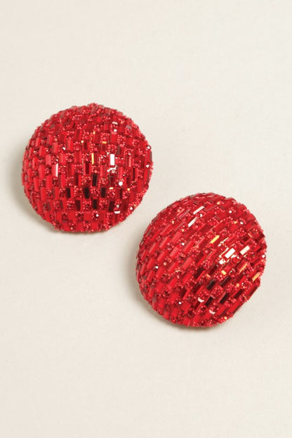 Large Paved Round Stud Earrings