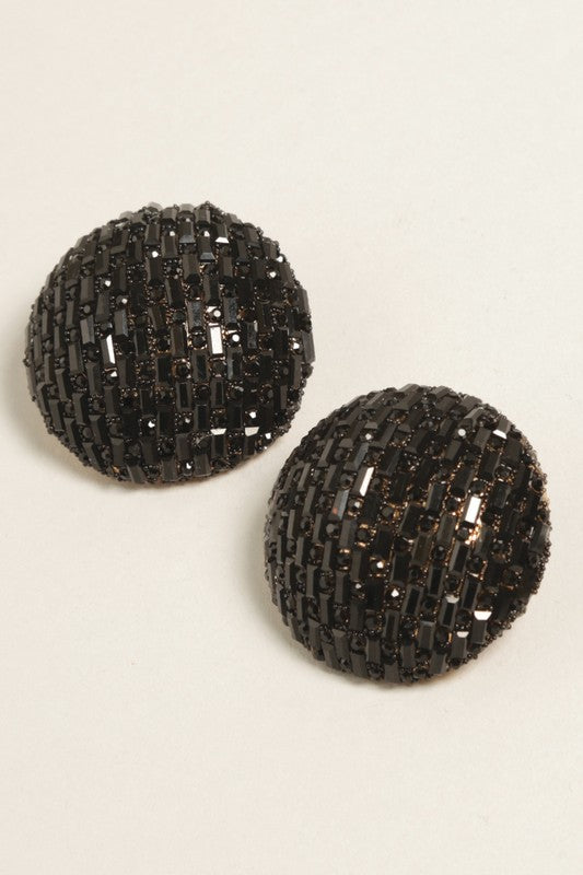 Large Paved Round Stud Earrings