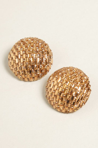 Large Paved Round Stud Earrings