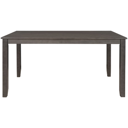 TREXM 6-Piece Kitchen Simple Wooden Dining Table and Chair with Bench, Fabric Cushion (Gray)