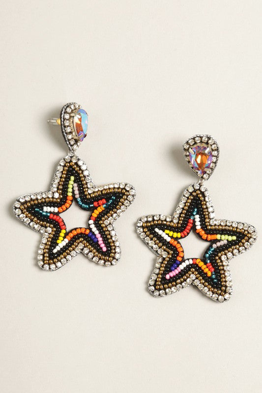 Star Seed Beaded Post Earrings