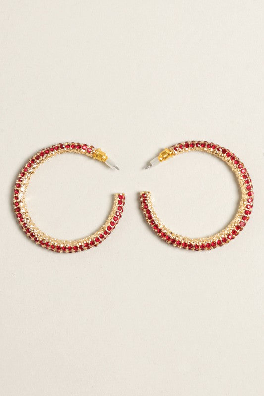 Paved Hoop Post Earrings