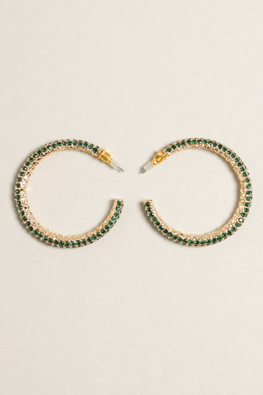 Paved Hoop Post Earrings