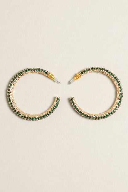 Paved Hoop Post Earrings