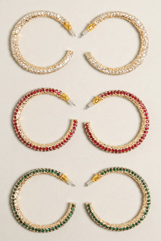 Paved Hoop Post Earrings