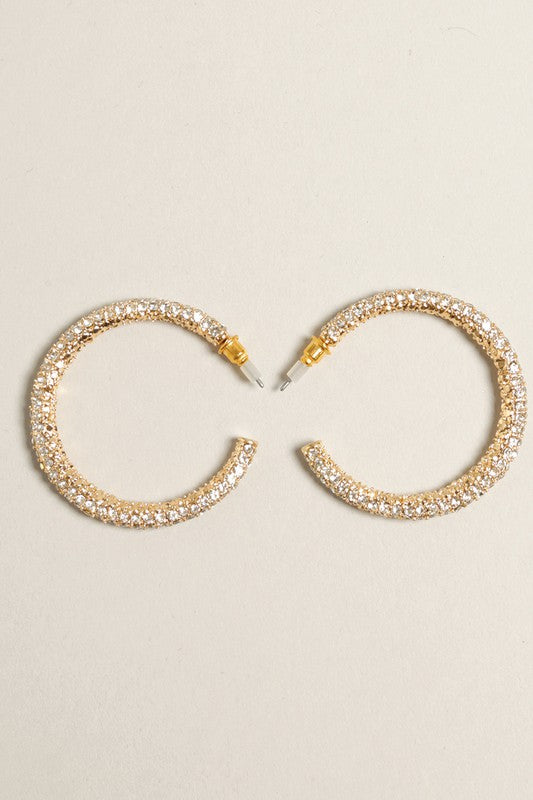 Paved Hoop Post Earrings