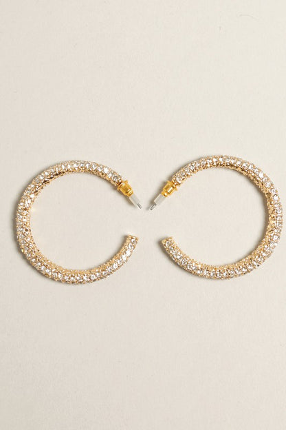 Paved Hoop Post Earrings