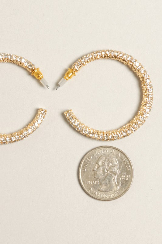 Paved Hoop Post Earrings