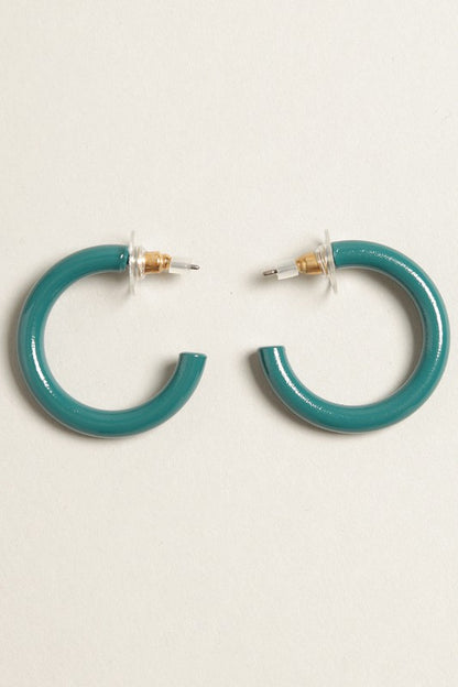 Mini Colorful Polished Metal Hoop Post Earrings