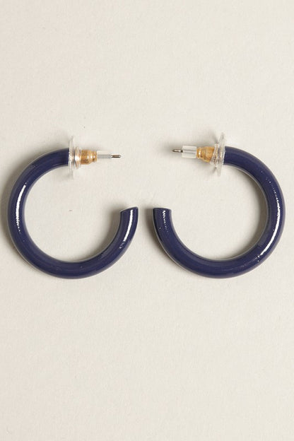 Mini Colorful Polished Metal Hoop Post Earrings